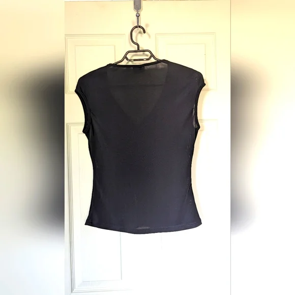 Black Mesh Ruffle Top - Picture 2 of 2